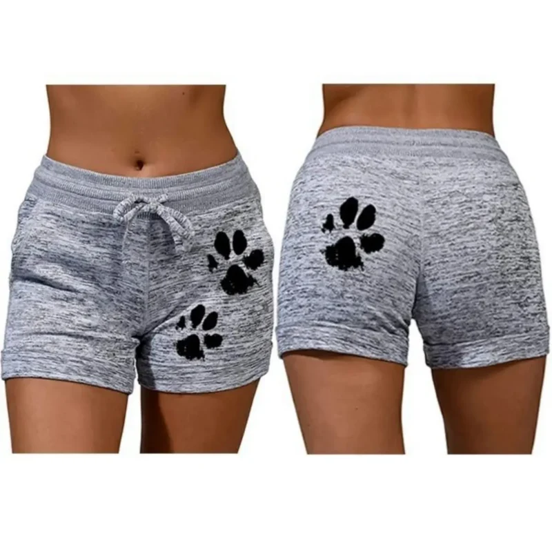 Foreign trade women's printed bottoming quick-drying shorts yoga pants casual sports waist lace-up elastic shorts