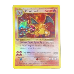 Cartas de papel de aluminio de Pokémon, colección de juegos de Charizard, Blastoise, Venusaur, Alakazam, Mewtwo, Zapdos, Raichu, PTCG, 1996