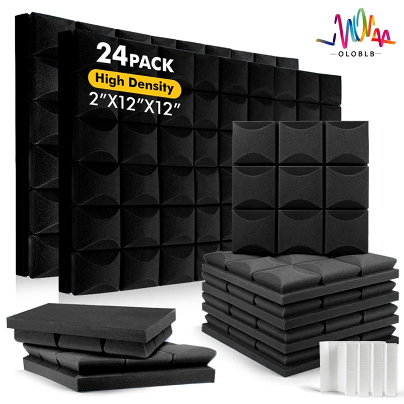 6/12/24 Pcs Acoustic Wall Soundproofing Panels, Sound Isolation Material, Self Adhesive Foam Ceiling Panel For Home