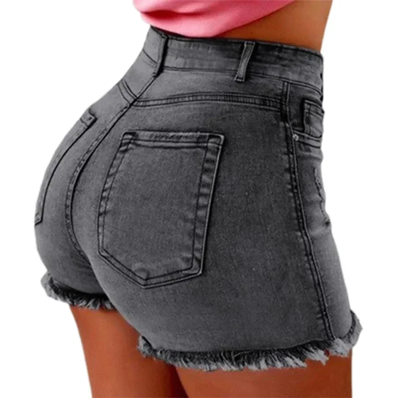 Women Tight Hip Lift Stretch Denim Shorts Fashion Tassel Three Quarter Pants Female High Waist Mini Jeans Sexy Casual Streetwear