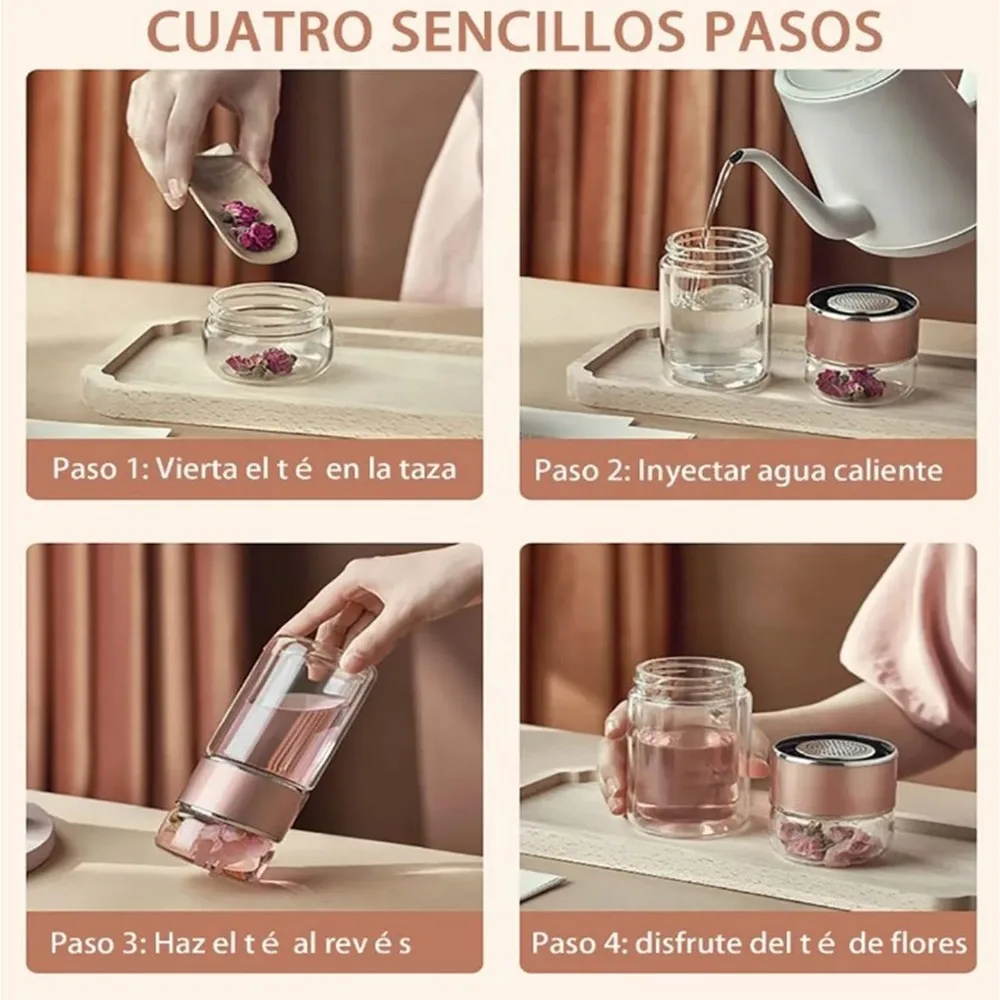 500ML Tea Water Bottle High Borosilicate Glass Double Layer Tea Water Cup Infuser Tumbler Drinkware Water Bottle With Tea Filter - Image 4