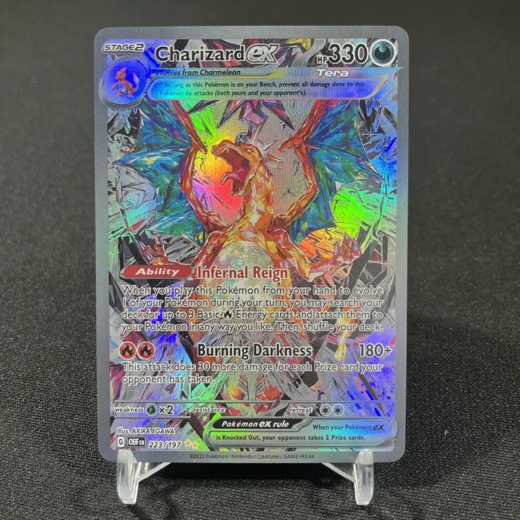 Tarjetas holográficas de Pokémon PTCGK Flash Charizard Origin forma Dialga VMAX, juego de colección de Proxy, tarjetas comerciales personalizadas