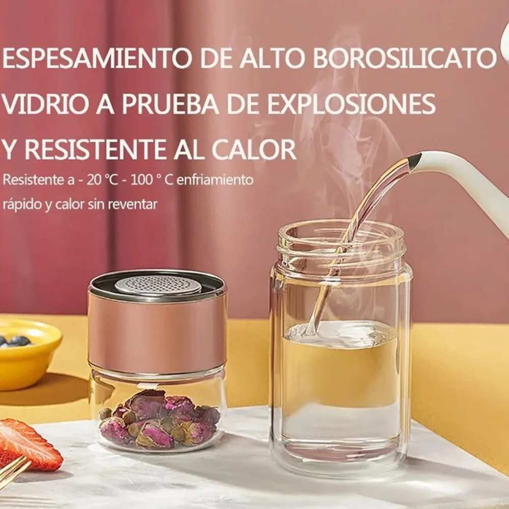 500ML Tea Water Bottle High Borosilicate Glass Double Layer Tea Water Cup Infuser Tumbler Drinkware Water Bottle With Tea Filter - Image 2