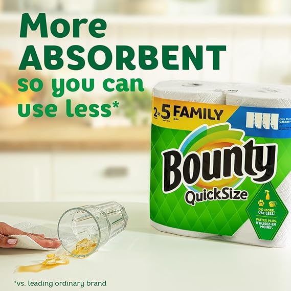 Bounty Quick-Size Paper Towels, White, 16 Family Rolls = 40 Regular Rolls - Image 4
