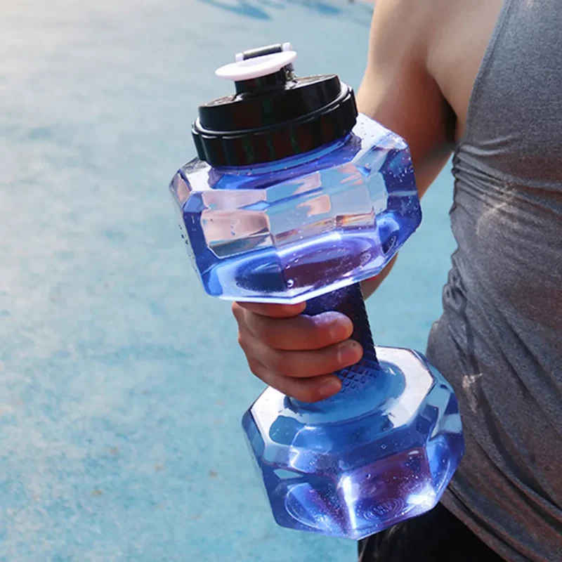 Dumbbell Shaped Water Bottle Outdoor Fitness Cycling Kettle Weight Strong Summer Water Drinks Accessories 500/1500/2600ml