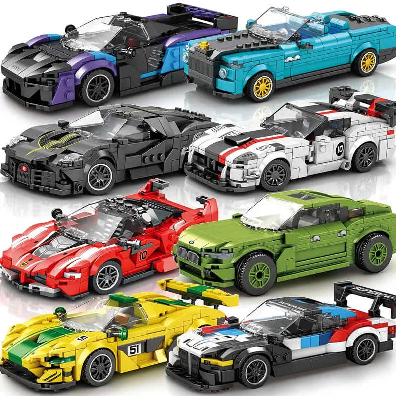 Speed Champions Series Racing Sports Vehiclea Technique Car Supercar Building Blocks Set Bricks Classic MOC Model Toys For Kids