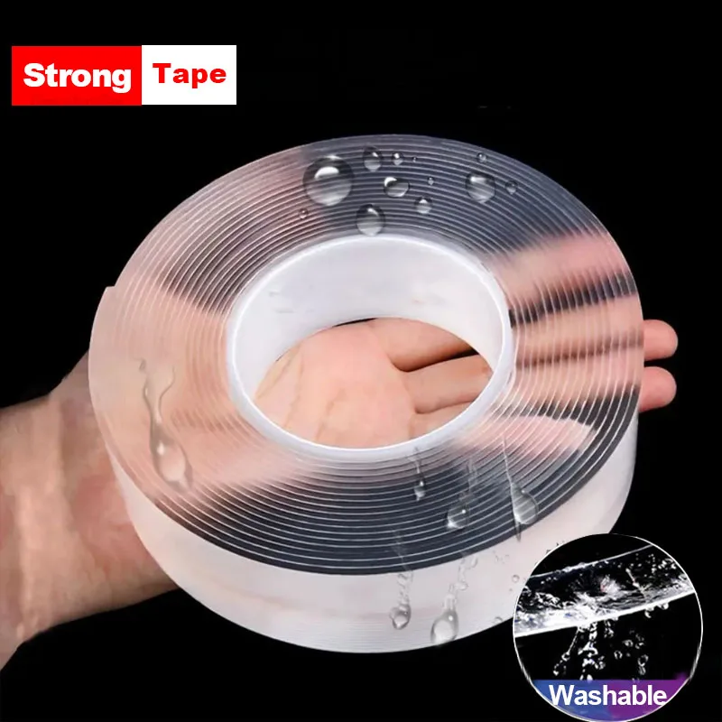 Nano Tape Super Strong Double-Sided Adhesive Tape Transparent Reusable Waterproof Tapes Heat Resistance Bathroom Home Decoration