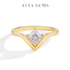 ATTAGEMS 0.8CT Princess Cut Moissanite Engagement Ring for Women 925 Sterling Silver Wedding Anniversary Fine Jewelry for Unique