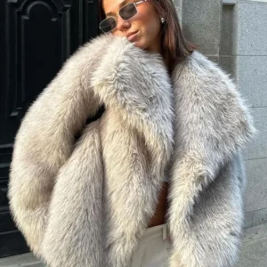 Sequin Woven Jacket For Women Loose Stand Collar Long Sleeve Coat Autumn Winter Chic Female Outerwear