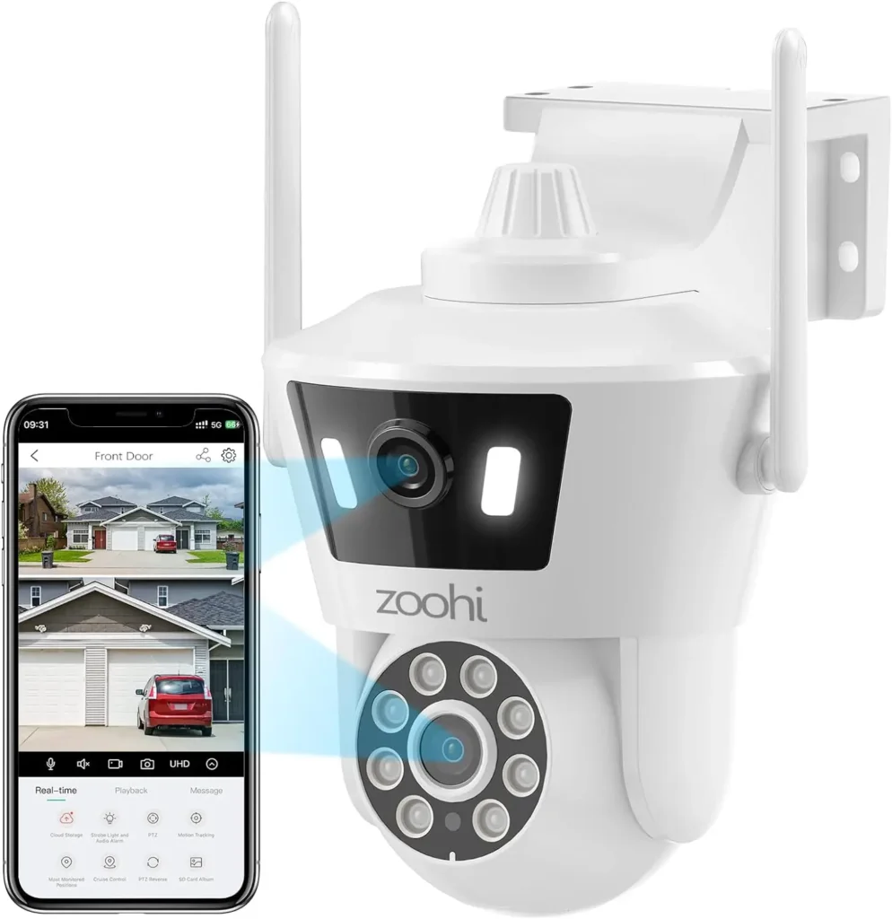 Dual Lens 6MP 2K Security Camera Icsee 2.4G Wireless Wifi Camera PTZ Cameras Color Night Vision Two Way Audio 4X Digital Zoom