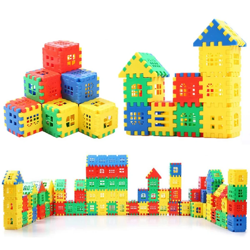 50pcs Colorful House Building Blocks Children Early Education Puzzle Blocks Kids Kindergarten Color Cognition Teaching Aids Toys