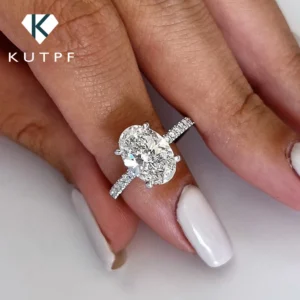 Oval Cut Moissanite Engagement Ring for Women Gra Certified 1/2/3carat Solitaire Diamond Rings 925 Sterling Silver Wedding Band