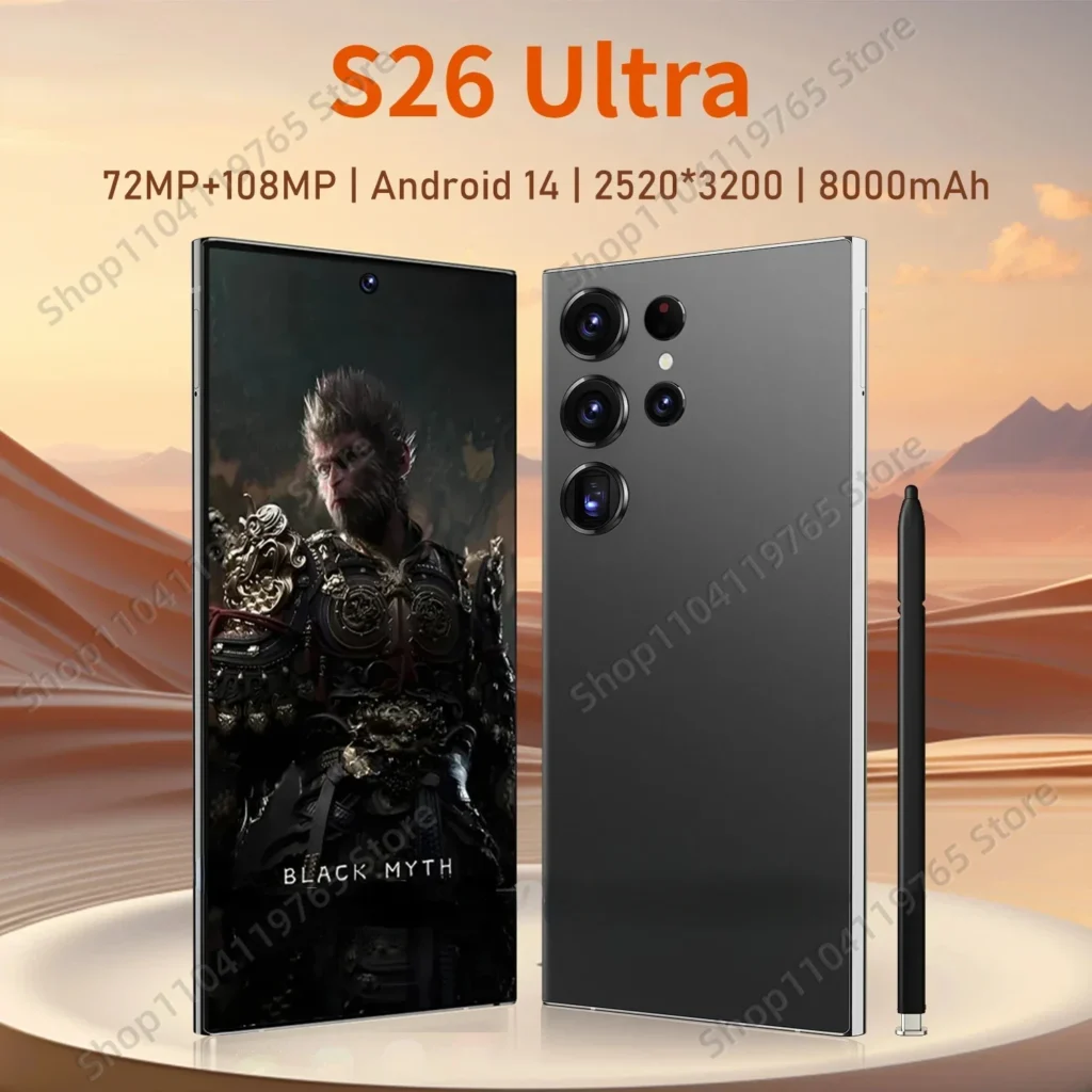 New Ultra Face Recognition Smartphone 7.3 Inch HD 5G Snapdragon 8 Gen3 16GB+1TB Android14 8000mAh 70+108MP Cellphone Celular