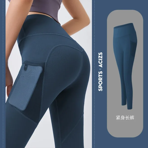 2023 new High Waist Legging Pockets Fitness Bottoms Running Sweatpants for Women Quick-Dry Sport Trousers Workout Yoga Pants - Image 3
