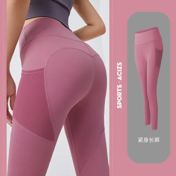 2023 new High Waist Legging Pockets Fitness Bottoms Running Sweatpants for Women Quick-Dry Sport Trousers Workout Yoga Pants - Image 2
