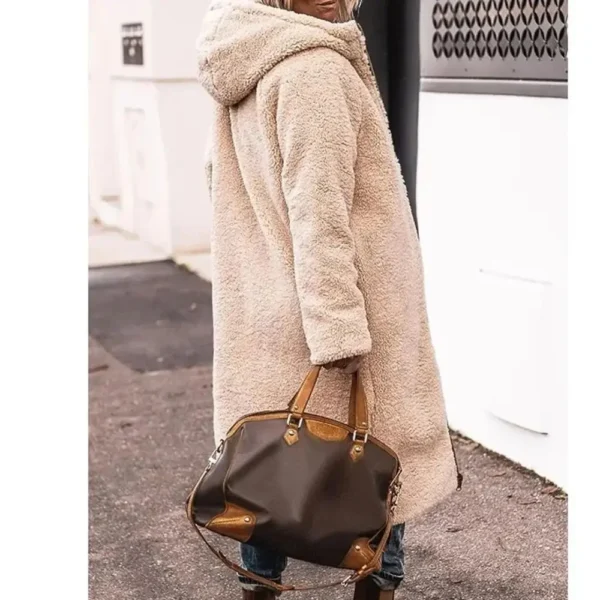 Winter Hooded Quilted Jacket For Women Solid Reversible Long Sleeve Thick Coat Warm Fashion Long Outerwear Casual Puffer Coats - Image 6