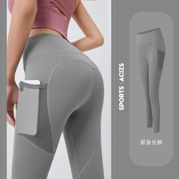 2023 new High Waist Legging Pockets Fitness Bottoms Running Sweatpants for Women Quick-Dry Sport Trousers Workout Yoga Pants - Image 4