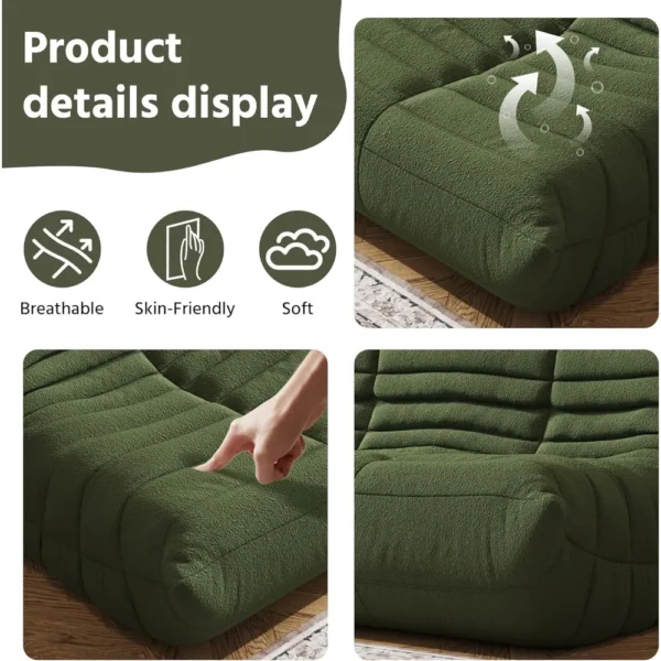 Bean Bag Chair, Lazy Floor Sofa Couch for Adult, Oversized Fireside Beanbag Chair with High Density Comfortable Foam - Image 6