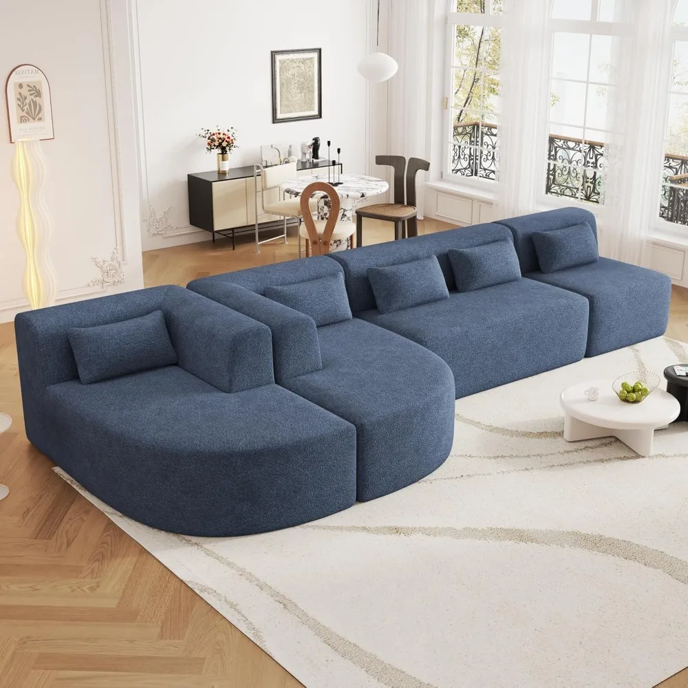 Modular Sectional Sofa, 4 Free Combined Sofa Couch, Boucle Fabric Modern Upholstered Sofa with 2 Chaise Lounge