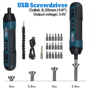 3.6V Cordless Electric Screwdriver Rechargeable 1500mah Lithium Battery Mini Drill Power Tools Set Household Maintenance Repair