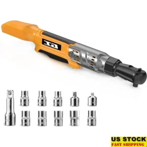 3/8" Cordless Ratchet Wrench Compatible with 20V MAX 74Ft-Lbs Torque 200 RPM Electric Tool Kit with Adapters and Sockets