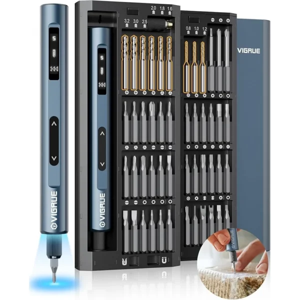 Mini Electric Screwdriver Set 400RPM Precision Rechargeable Tool with LED Light 48 Magnetic Bits 5 Torque Settings Rechargeable