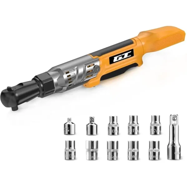 3/8" Cordless Ratchet Wrench Compatible with 20V MAX 74Ft-Lbs Torque 200 RPM Electric Tool Kit with Adapters and Sockets - Image 2