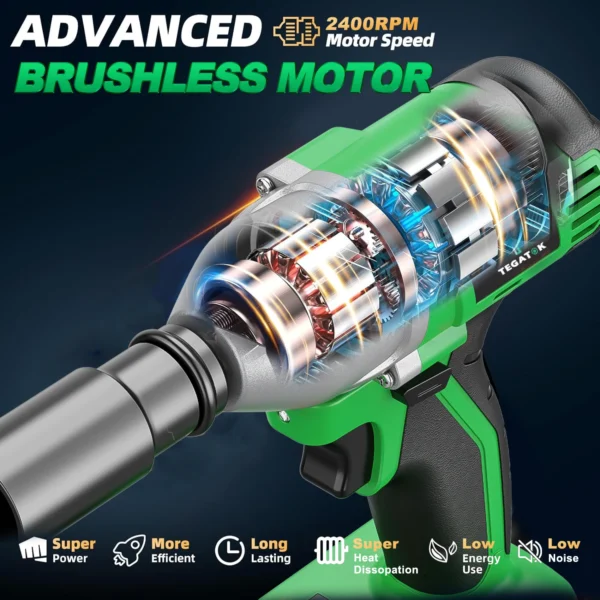 Cordless Impact Wrench,Electric Impact Gun for Automotive ,20V 1/2-Inch 3000IPM Brushless Power Impact Driver. - Image 4
