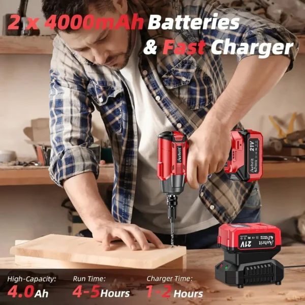 1/2 Inch Brushless Cordless Impact Wrench 480Ft-lbs|3300RPM High Torque with 2x4000mAh Batteries&4 Sockets for Car Repair,Home - Image 4