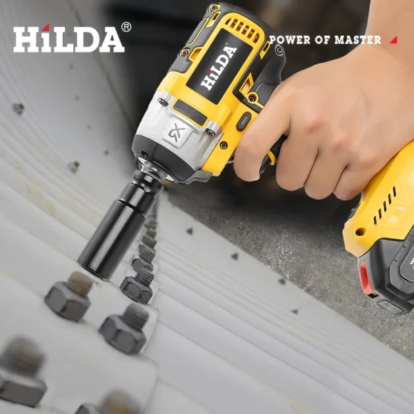 HILDA 21V Cordless Impact Wrench Two Li-ion Battery Fast Charger Tool Bag Power Impact Driver for Car Home - Image 4
