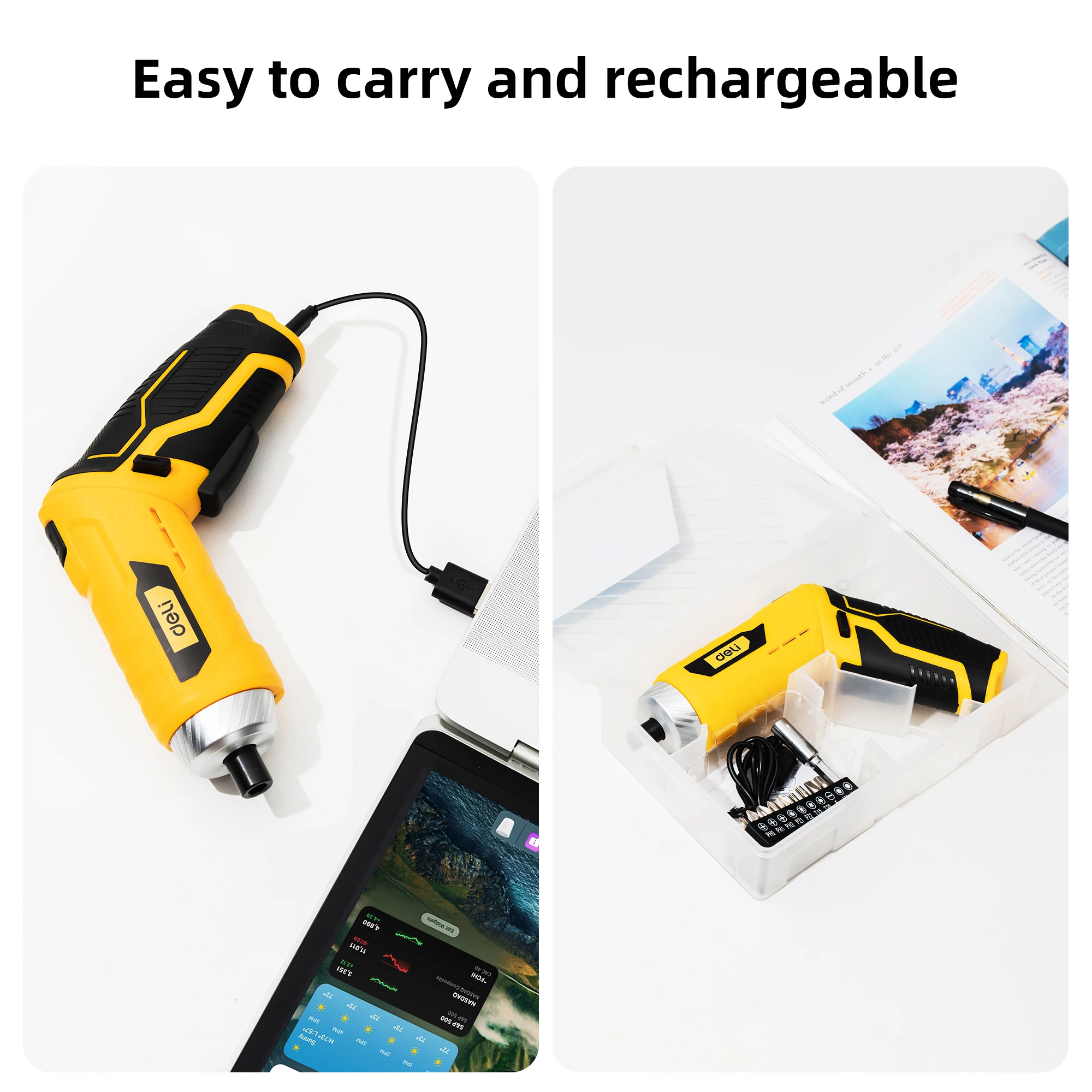 Deli 11pcs 3.6V USB Small Power Electric Screwdriver Set,Compact and Powerful Tool for Precision Fastening,Ideal for DIY - Image 6