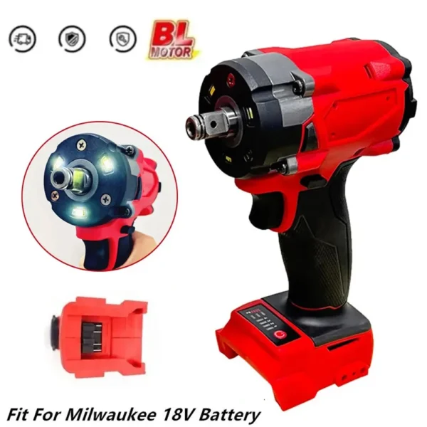 Brushless Impac Wrench 500N.m Electric Driver 1/2" Repair Cordless Screwdriver 4 Gears Power Tools for Milwaukee 18V Battery - Image 3