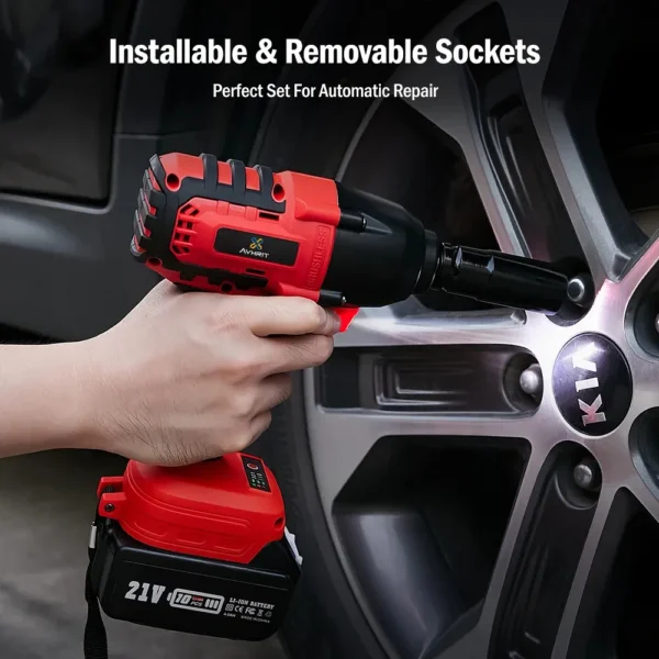 Avhrit 950N.M Cordless Electric Impact Wrench,1/2'' 3000RPM Brushless impact driver with 2x4Ah Batteries Power Tool Kits - Image 5