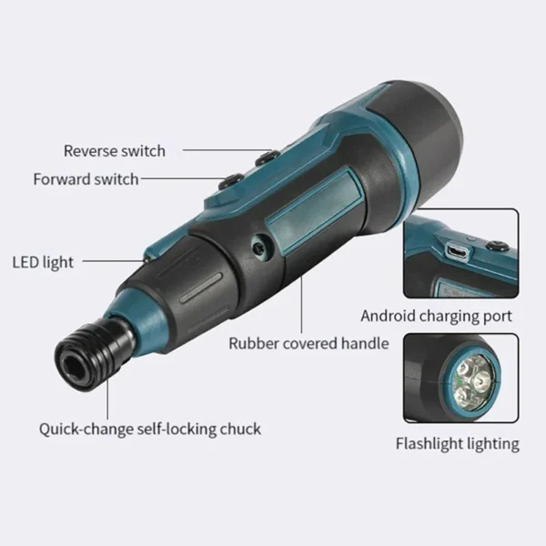 3.6V Electric Screw Driver USB Rechargeable Small Electric Power Screwdriver Set 200rpm/min 2Nm Flashlight Lighting Power Tool - Image 4