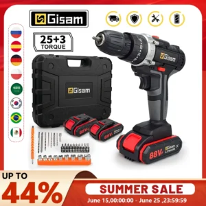 25+3 Torque Cordless Drill Electric Screwdriver Rechargeable Electric Drill Lithium-Ion Battery 2 Speed DIY Driver Power Tools