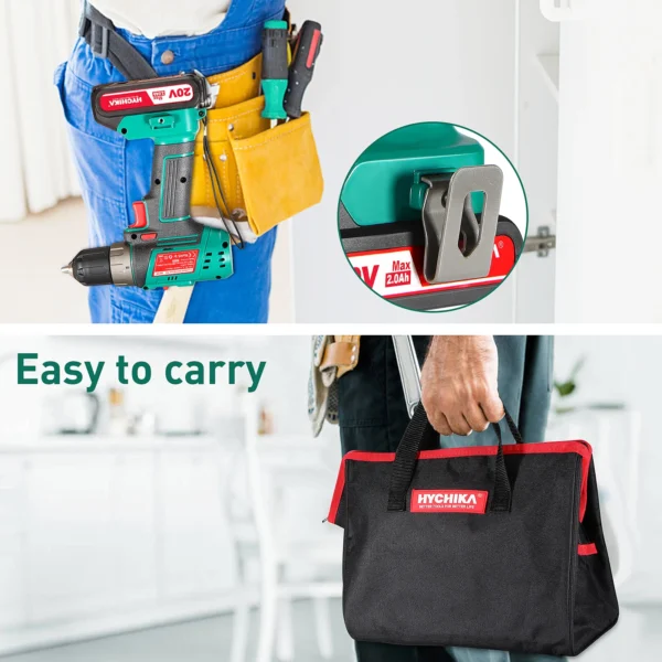 HYCHIKA Cordless Electric Screwdriver with Storage Bag LED Light 2.0 Ah Battery with Fast Charger for Wood Drilling Power Tool - Image 6