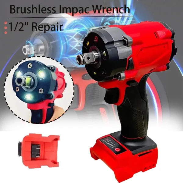 Brushless Impac Wrench 500N.m Electric Driver 1/2" Repair Cordless Screwdriver 4 Gears Power Tools for Milwaukee 18V Battery