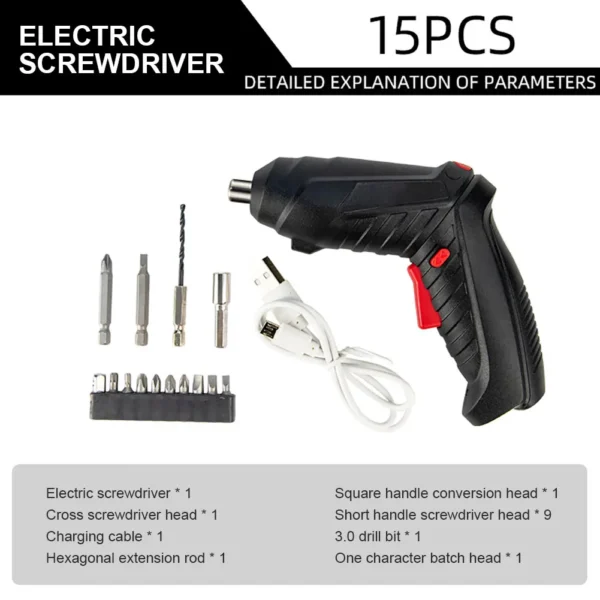 3.6V Cordless Screwdriver Rechargeable Powerful Impact Drill Screwdriver LED Lighting Electric Power Screwdriver Set Power Tool - Image 4