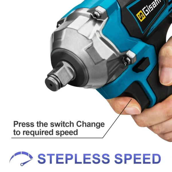 Gisam 1200NM Brushless Electric Impact Wrench 1/2 inch High Torque Cordless Electric Wrench Tools For Makita 18V Battery Pin - Image 4