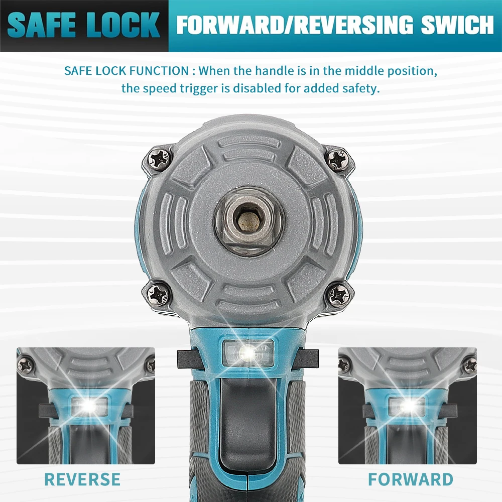 HILDA 1/2" Rechargeable Cordless Impact Wrench 500N.m Brushless Impact Wrench Charger For Makita Battery Car Truck Home - Image 3