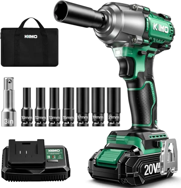Cordless mpact Wrench1/2"with400ft-lb MaxTorque,3000RPM, 20V Electric Impact Wrench with11Hour Fast Charger &2 x 3000mAh Battery - Image 2