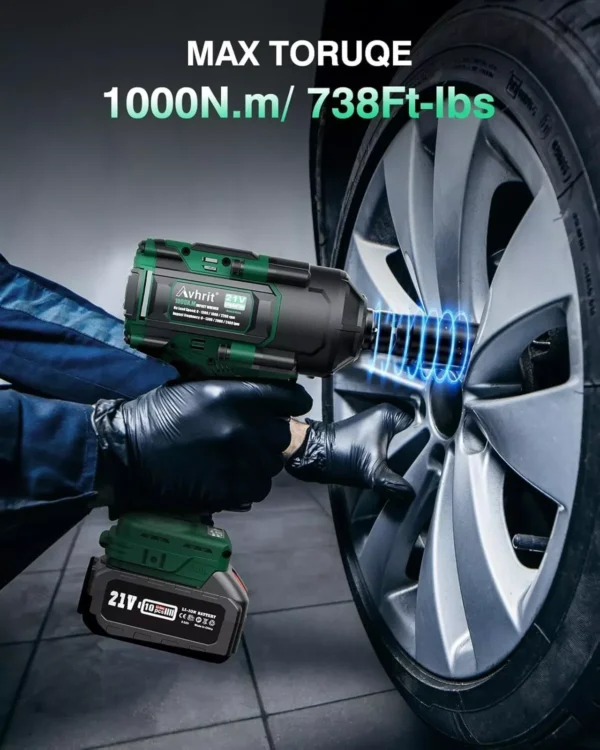 AVHRIT 1/2"Brushless Impact Wrench 1000Nm(738Ft-lbs) w/ 2x5.0Ah Battery Kit-Cordless High Torque Gun for Auto/Heavy-Duty (AT450) - Image 3