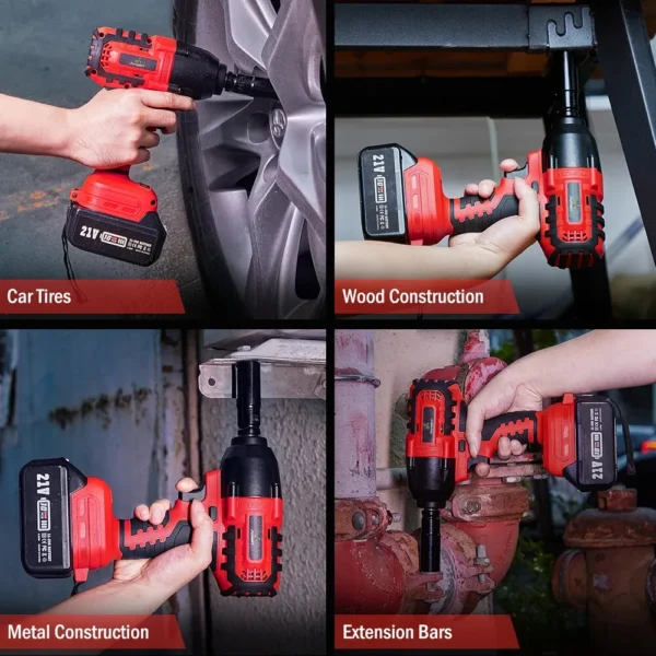 Avhrit 950N.M Cordless Electric Impact Wrench,1/2'' 3000RPM Brushless impact driver with 2x4Ah Batteries Power Tool Kits - Image 6