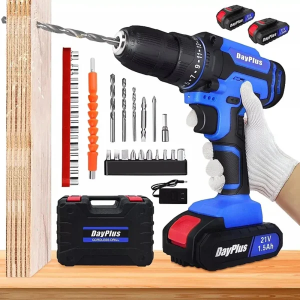 21V Cordless Drill Brushless Electric Screwdriver 45Nm 2 Speed Combo Hammer 25 1 Torque 1.5Ah Fast Charge Lithium-ion Battery