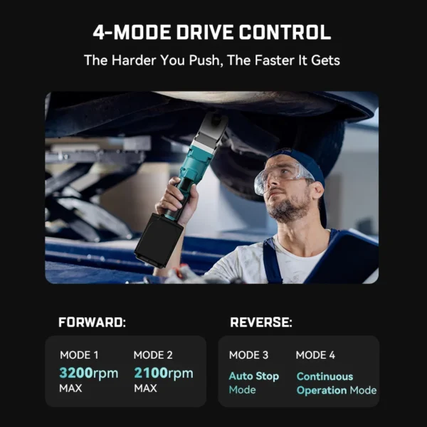 Seesii 1/2'' Right Angle Impact Wrench 300N.m Electric Ratcheting Wrench Car Repair Power Tools for Makita 18v Battery - Image 3