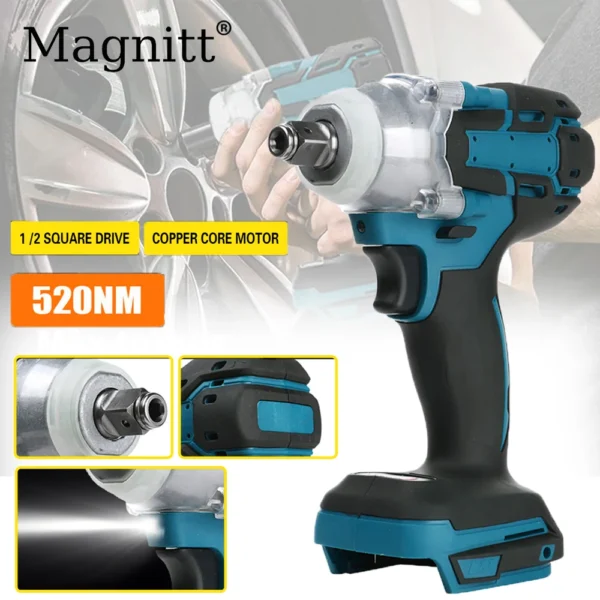 520NM Cordless Electric Impact Wrench Brushless 1/2 inch Power Tools Compatible for Makita 18V Battery - Image 2