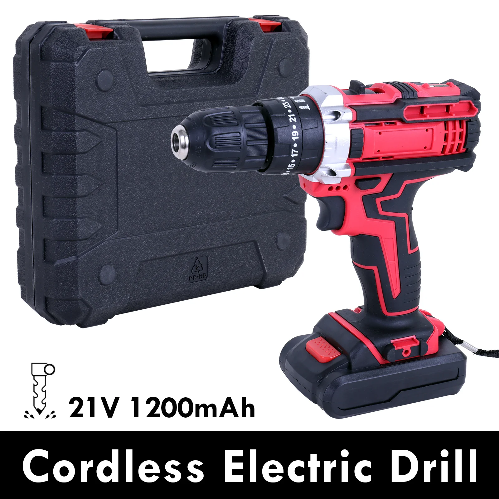 21V Electric Drill Power Cordless Screwdriver 21PCS Drill Set with Battery Practical Screw Driver Repairing Power Tool