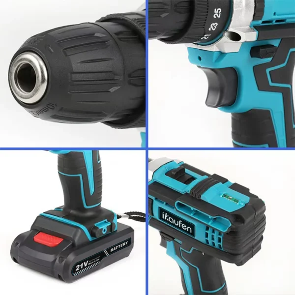 Practical 21V cordless electric drill electric screwdriver, mini wireless power drive, with 2 lithium-ion batteries, home DIY wi - Image 2