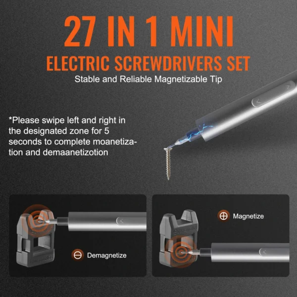 VEVOR 4V 350mAh Mini Electric Screwdriver Cordless Drill Precision Screwdriver Set with 24 S2-steel Bits Manual Electric Torque - Image 2