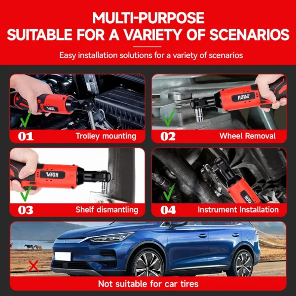 12V Cordless Electric Screwdriver Wrench 3/8 Inch Right Angle Ratchet Wrench Impact Drill Removal Screw Nut Car Repair Tool - Image 5